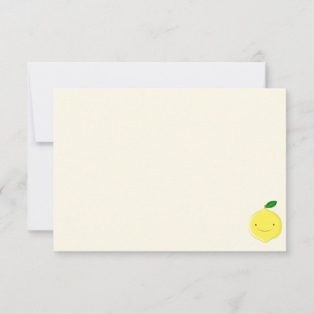 Cute Cartoon Lemon Blank Cream Off White Card (Front)