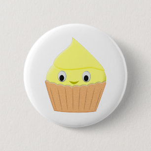 Cute Cartoon Lemon Cupcake 2 Inch Round Button