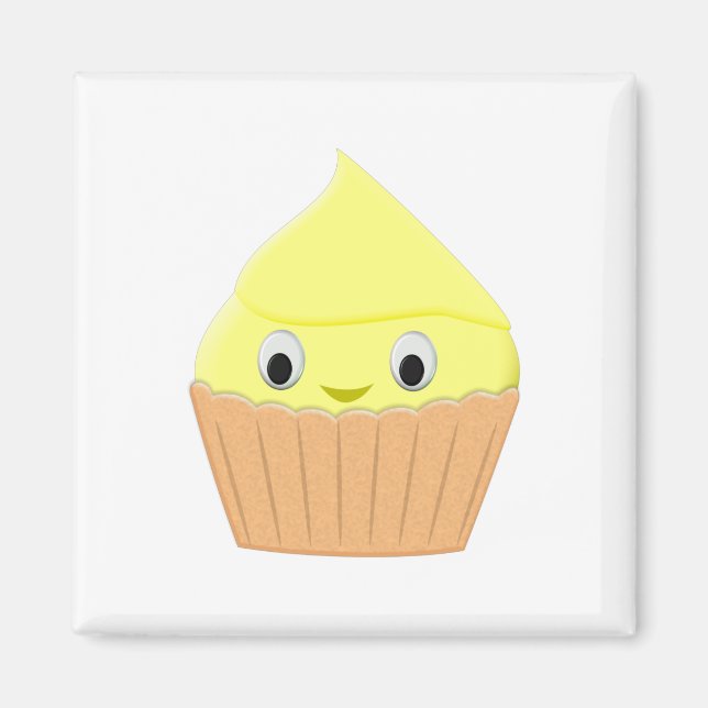 Cute Cartoon Lemon Cupcake Magnet (Front)