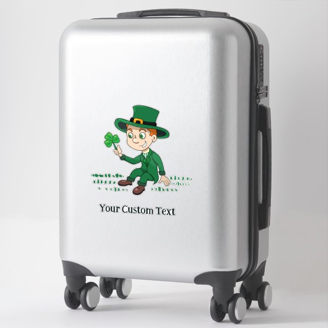 Cute cartoon leprechaun with shamrock and rainbow (Suitcase)