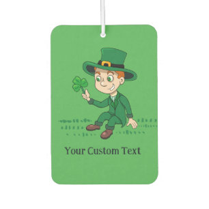 Cute cartoon leprechaun with shamrock and rainbow air freshener