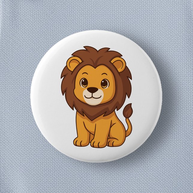 Cute Cartoon Lion 2 Inch Round Button (Creator Uploaded)