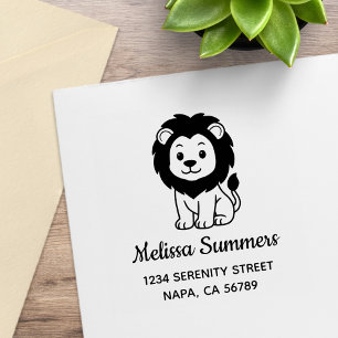Cute Cartoon Lion Address Rubber Stamp