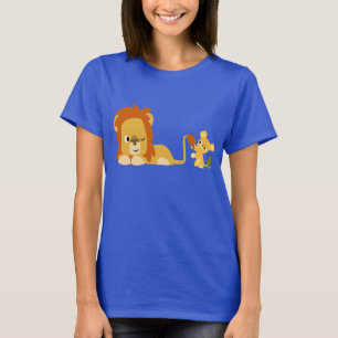 Cute Cartoon Lion Dad and Cub Women T-shirt