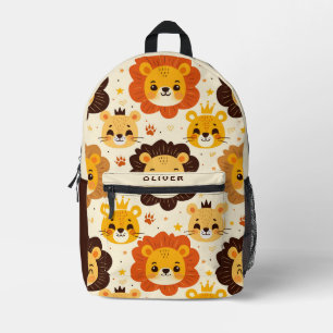 Cute Cartoon Lion Faces  Printed Backpack