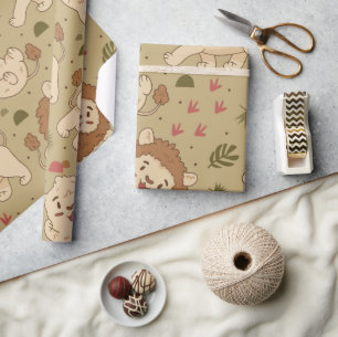 Cute Cartoon Lion Jungle Safari Wrapping Paper