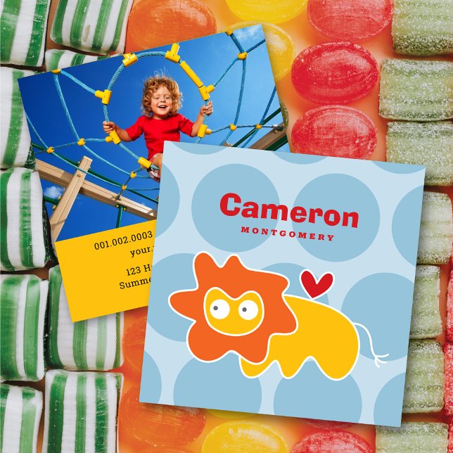 Cute Cartoon Lion Kid Profile Photo Calling Card (Creator Uploaded)