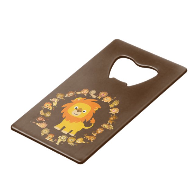 Cute Cartoon Lion Mandala Bottle Opener Wallet Bottle Opener (Front Angled)