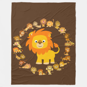 Cute Cartoon Lion Mandala Fleece Blanket