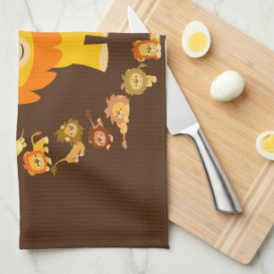 Cute Cartoon Lion Mandala Kitchen Towel