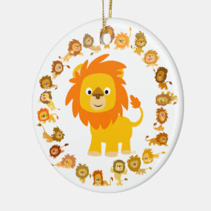 Cute Cartoon Lion Mandala Ornament