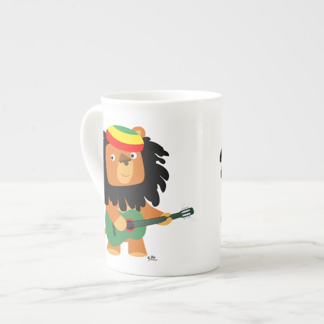 Cute Cartoon Lion of Zion Bone China Mug (Front Left)