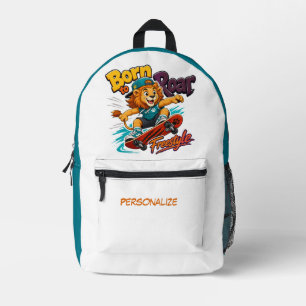 Cute Cartoon Lion on Skateboard Personalized Printed Backpack
