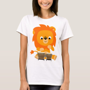 Cute Cartoon Lion Playing Bongos Women's T-Shirt