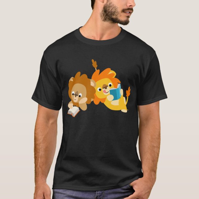 Cute Cartoon Lion Readers T-shirt (Front)