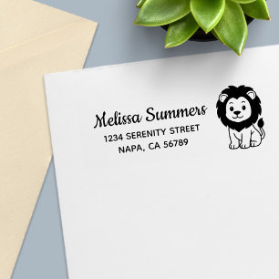 Cute Cartoon Lion Return Address Self-inking Stamp