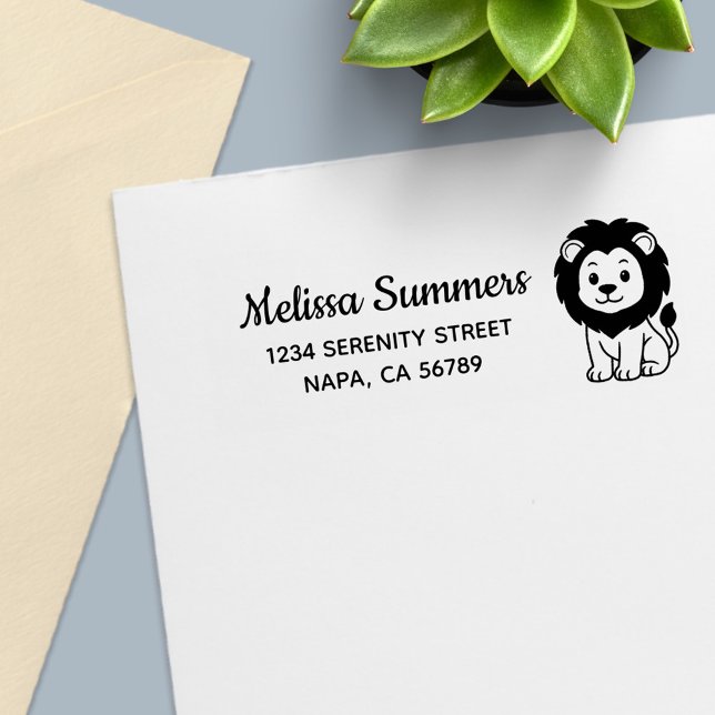 Cute Cartoon Lion Return Address Self-inking Stamp (Creator Uploaded)