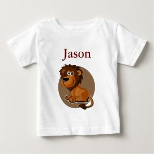 Cute Cartoon Lion With Monogram Baby T-Shirt