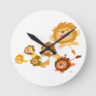 Cute Cartoon Lions' Parade Wall Clock