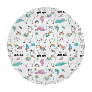Cute Cartoon Llama Pattern Cutting Board