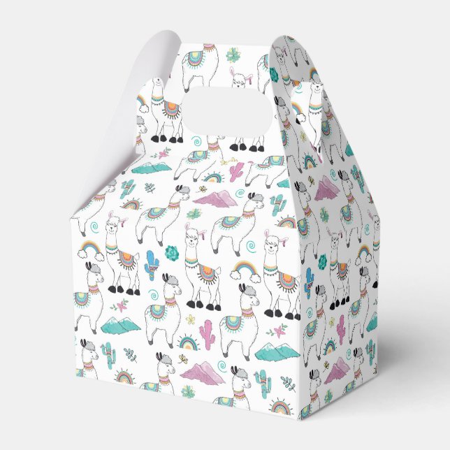 Cute Cartoon Llama Pattern Favor Box (Front Side)
