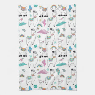 Cute Cartoon Llama Pattern Kitchen Towel