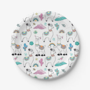 Cute Cartoon Llama Pattern Paper Plate