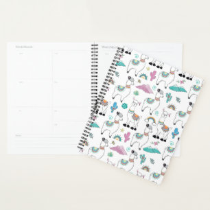 Cute Cartoon Llama Pattern Planner