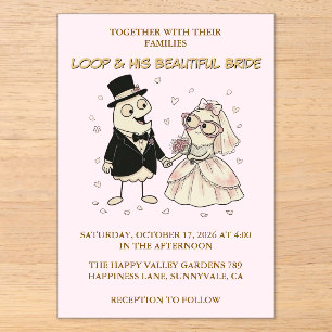 Cute Cartoon Loop Acrylic Wedding Invite Invitations
