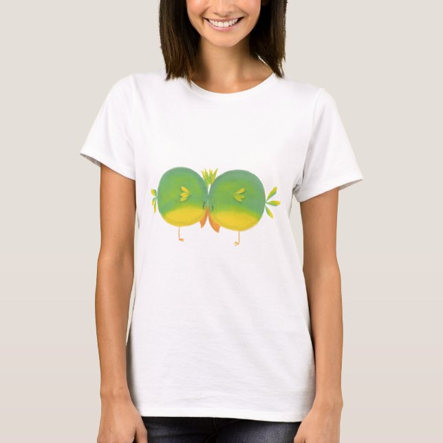 Cute Cartoon Love Birds T-Shirt (Front)