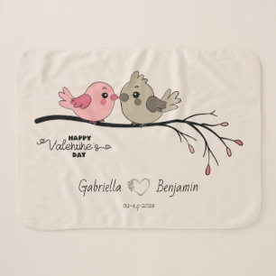 Cute Cartoon Lovebirds on branch Valentine’s Day  Sherpa Blanket