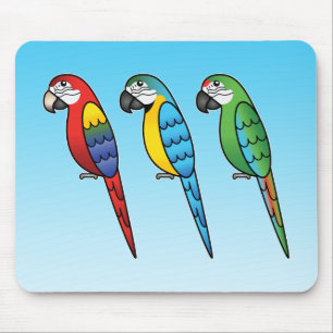 Cute Cartoon Macaw Parrot Birds Mouse Pad