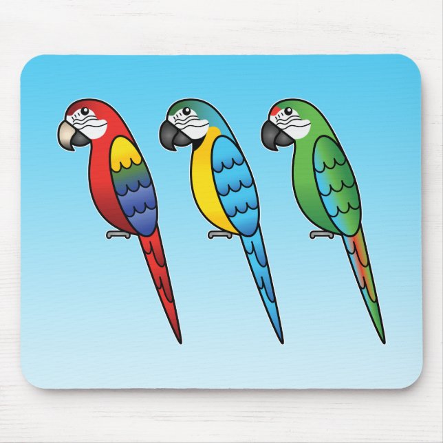 Cute Cartoon Macaw Parrot Birds Mouse Pad (Front)