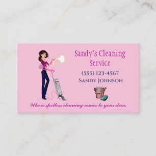 Cute Cartoon Maid Professional Cleaning Services Business Card