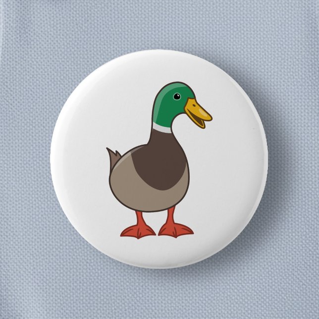 Cute Cartoon Mallard Duck 2 Inch Round Button (Creator Uploaded)