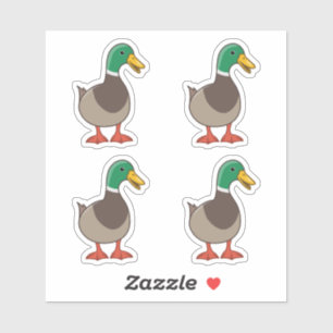 Cute Cartoon Mallard Duck 4 Stickers