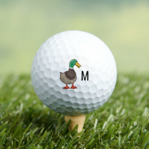 Cute Cartoon Mallard Duck Monogram Initial Golf Balls