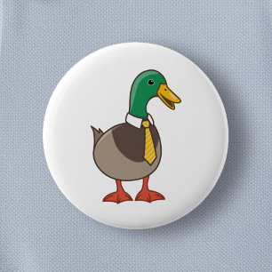 Cute Cartoon Mallard Duck with a Tie 2 Inch Round Button