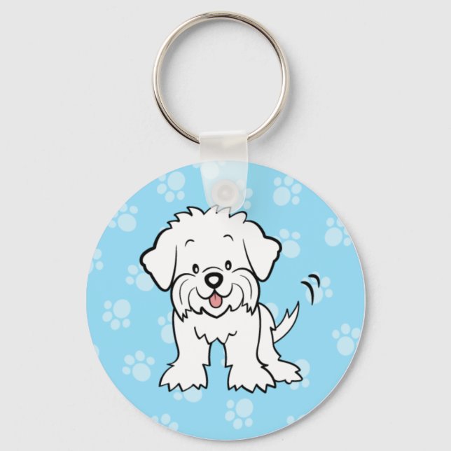 Cute Cartoon Maltese Keychain (Front)