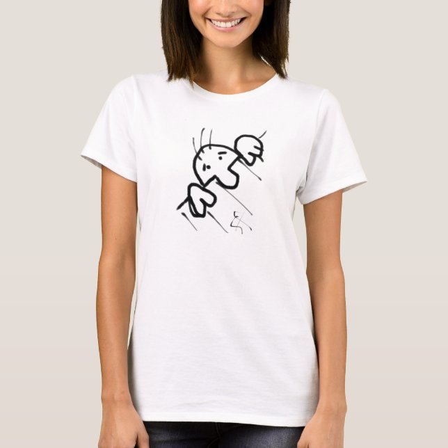 Cute Cartoon Man Peeking Over a Fence T-Shirt (Front)