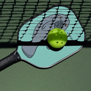 Cute Cartoon Manatee Personalized Pickleball Paddle
