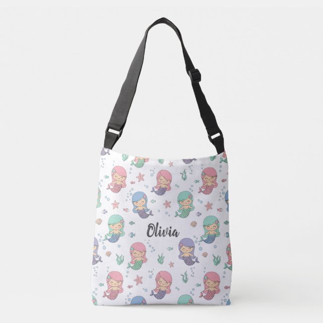 Cute Cartoon Mermaid Pattern Crossbody Bag (Front)