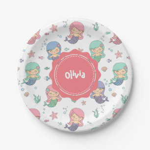 Cute Cartoon Mermaid Pattern Paper Plate