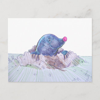 Cute Cartoon Mole and Molehill Postcard