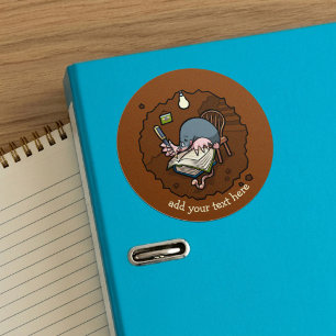 Cute Cartoon Mole Student Writing Book In Burrow Classic Round Sticker