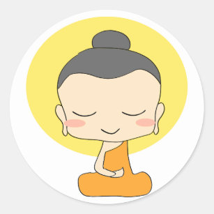 Cute Cartoon Monk Meditating Sticker