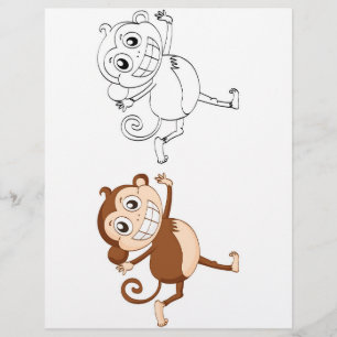 Cute Cartoon monkey colouring page