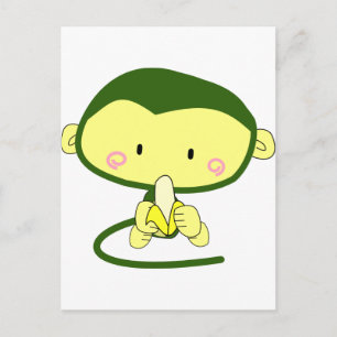 Cute Cartoon Monkey Eating A Banana Postcard
