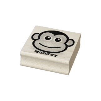 Cute Cartoon Monkey Face Rubber Stamp