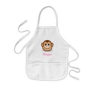 Cute cartoon monkey personalized with childs name kids apron